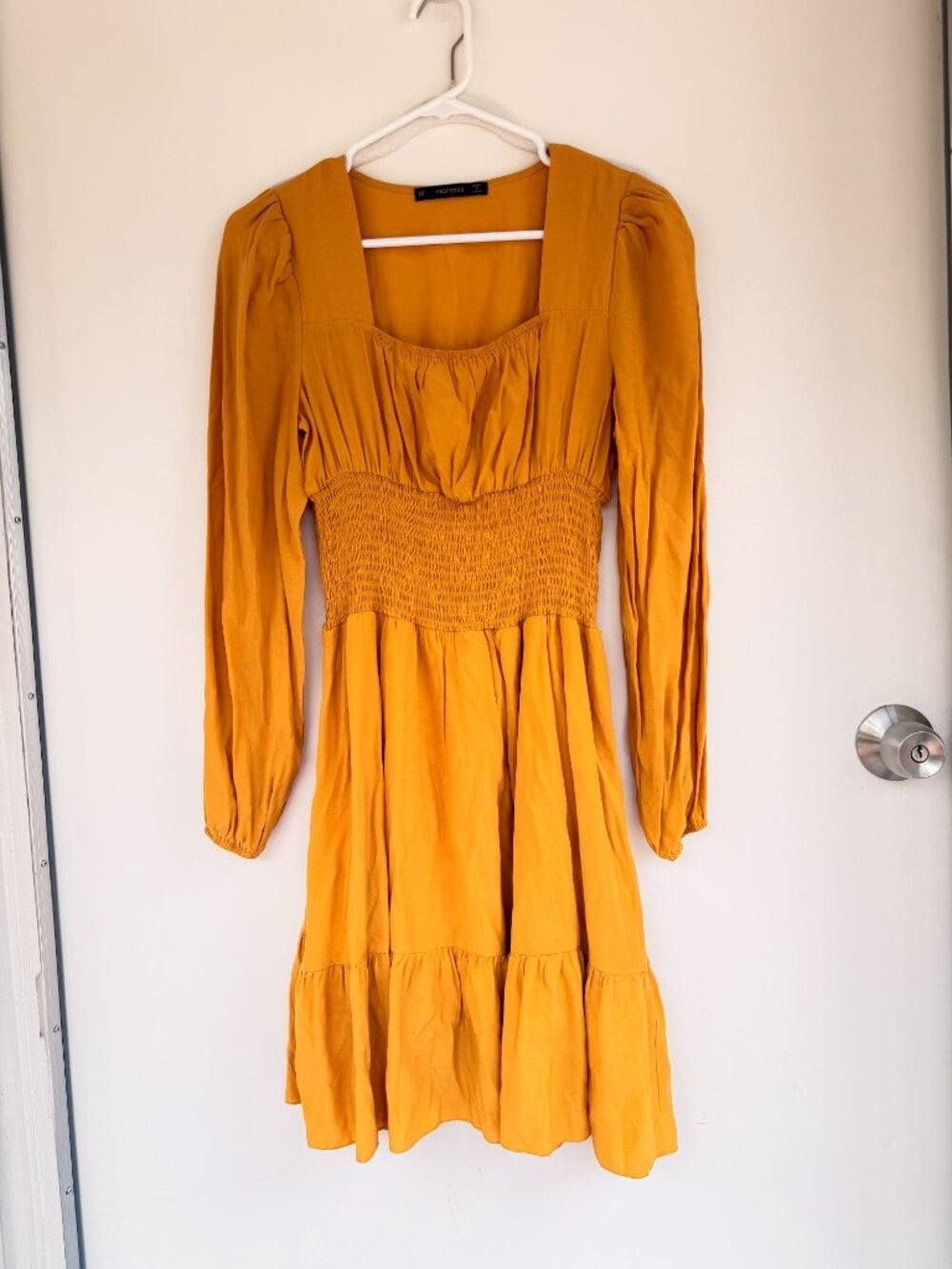 enchanted marigold cottagecore yellow dress long sleeve medium boho romantic woo